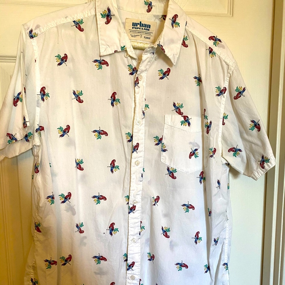 Urban Pipeline Parrots Button Down Shirt Mens L
